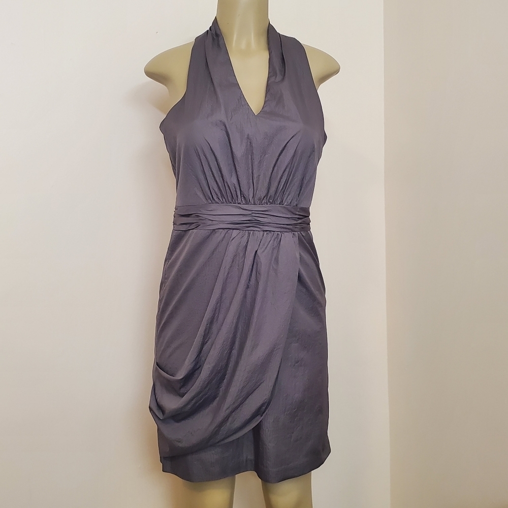 | Andrew Marc |Halter Snake Print Embossed Wrap Dress Faux Wrap Sz. 6